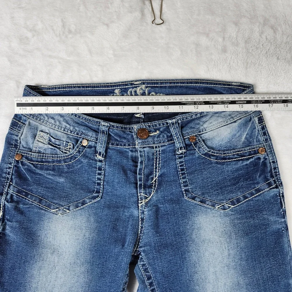 WallFlower Bootcut Jeans Women Size 11 Blue Excellent Contrast Stitching‎ Y2K